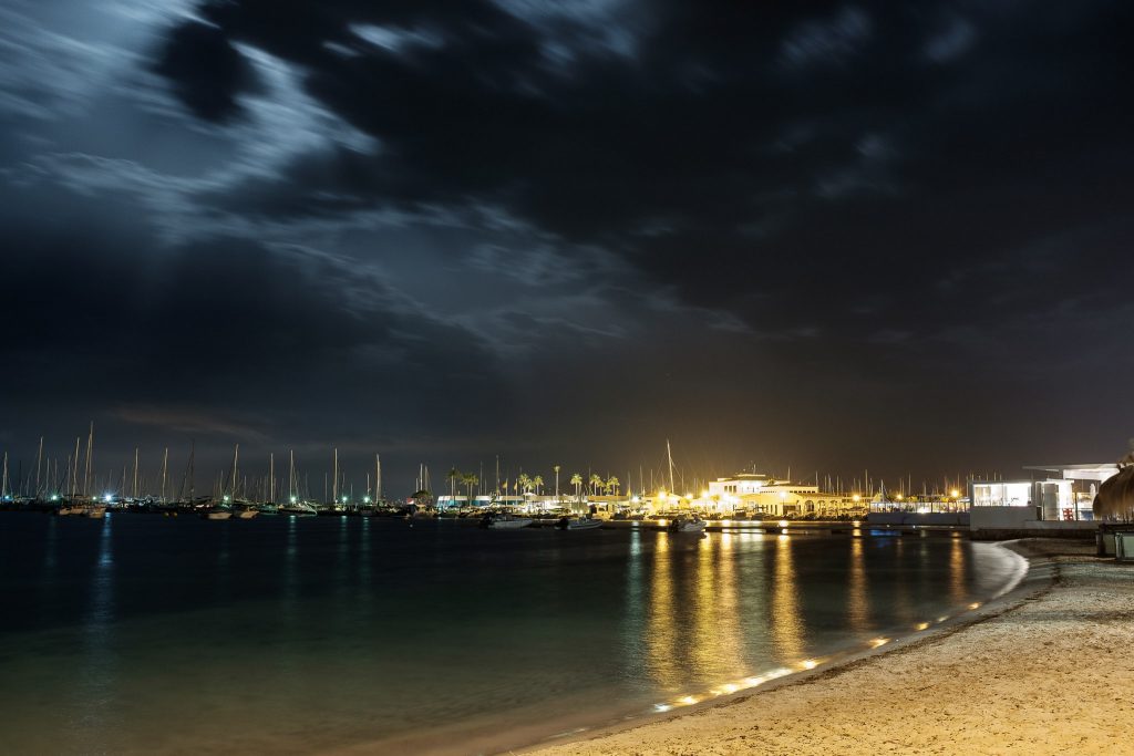 Puerto Pollensa Marina at night, long exposure